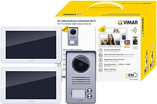 VIMAR K40946 Videosprechenalagen-Set enthält Freisprech-Touchscreen-Videohaustelefon LCD7in und WLAN-Verbindung 2-Taste Klingeltableau Netzgerät, 2 Wohnungen / Familien von VIMAR