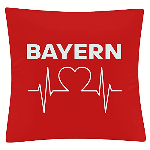 VIMAVERTRIEB® Kissenbezug Bayern - Herzschlag - Druck: weiß - Kissen Bezug Fußball Fanartikel Fanshop - rot von VIMAVERTRIEB