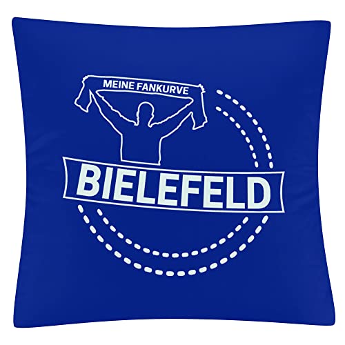 VIMAVERTRIEB® Kissenbezug Bielefeld - Meine Fankurve - Druck: weiß - Kissen Bezug Fußball Fanartikel Fanshop - blau von VIMAVERTRIEB