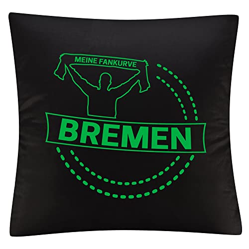 VIMAVERTRIEB® Kissenbezug Bremen - Meine Fankurve - Druck: grün - Kissen Bezug Fußball Fanartikel Fanshop - schwarz von VIMAVERTRIEB