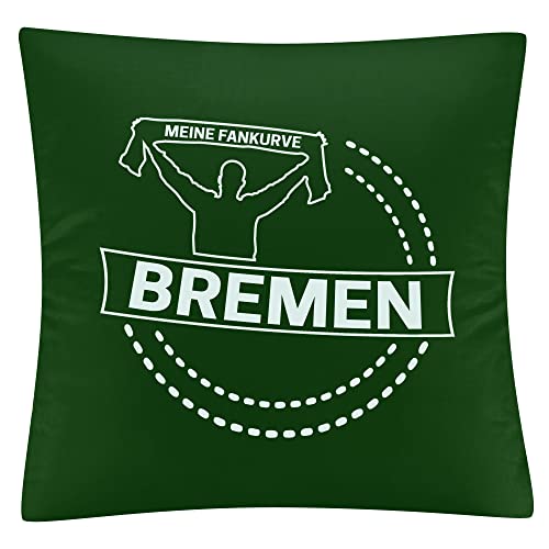 VIMAVERTRIEB® Kissenbezug Bremen - Meine Fankurve - Druck: weiß - Kissen Bezug Fußball Fanartikel Fanshop - grün von VIMAVERTRIEB