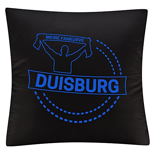 VIMAVERTRIEB® Kissenbezug Duisburg - Meine Fankurve - Druck: blau - Kissen Bezug Fußball Fanartikel Fanshop - schwarz von VIMAVERTRIEB