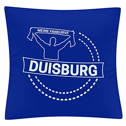 VIMAVERTRIEB® Kissenbezug Duisburg - Meine Fankurve - Druck: weiß - Kissen Bezug Fußball Fanartikel Fanshop - blau von VIMAVERTRIEB