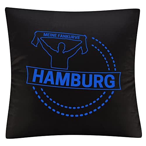 VIMAVERTRIEB® Kissenbezug Hamburg - Meine Fankurve - Druck: blau - Kissen Bezug Fußball Fanartikel Fanshop - schwarz von VIMAVERTRIEB