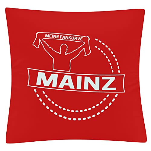 VIMAVERTRIEB® Kissenbezug Mainz - Meine Fankurve - Druck: weiß - Kissen Bezug Fußball Fanartikel Fanshop - rot von VIMAVERTRIEB