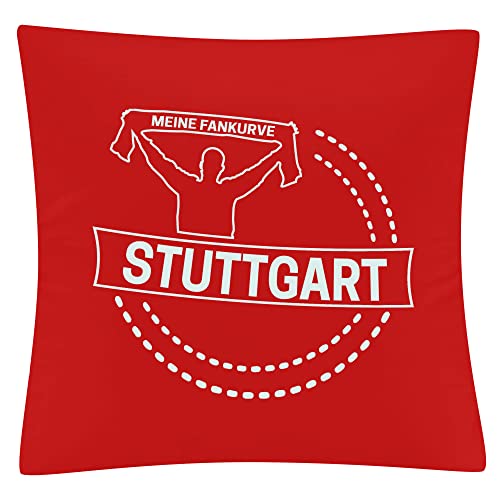 VIMAVERTRIEB® Kissenbezug Stuttgart - Meine Fankurve - Druck: weiß - Kissen Bezug Fußball Fanartikel Fanshop - rot von VIMAVERTRIEB