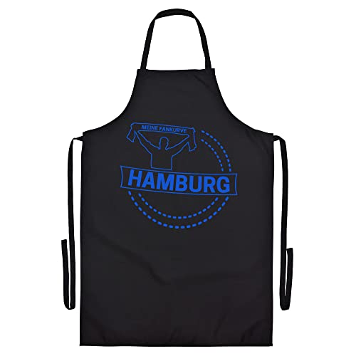 VIMAVERTRIEB® Schürze Hamburg - Meine Fankurve - Druck: blau - Grillschürze Kochschürze Fußball Fanartikel Fanshop - schwarz von VIMAVERTRIEB