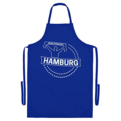 VIMAVERTRIEB® Schürze Hamburg - Meine Fankurve - Druck: weiß - Grillschürze Kochschürze Fußball Fanartikel Fanshop - blau von VIMAVERTRIEB