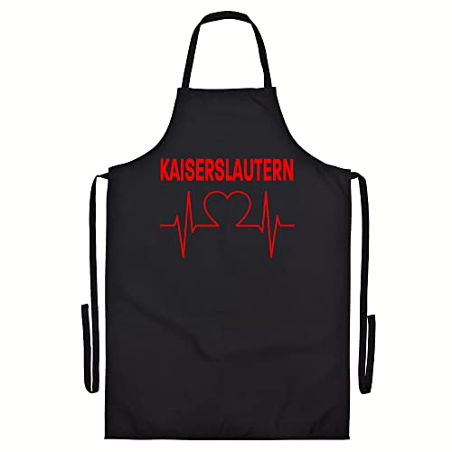 VIMAVERTRIEB® Schürze Kaiserslautern - Herzschlag - Druck: rot - Grillschürze Kochschürze Fußball Fanartikel Fanshop - schwarz von VIMAVERTRIEB