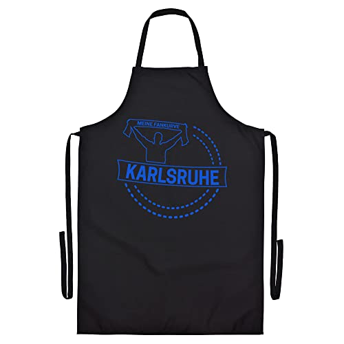 VIMAVERTRIEB® Schürze Karlsruhe - Meine Fankurve - Druck: blau - Grillschürze Kochschürze Fußball Fanartikel Fanshop - schwarz von VIMAVERTRIEB