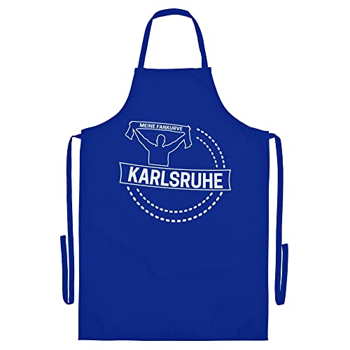 VIMAVERTRIEB® Schürze Karlsruhe - Meine Fankurve - Druck: weiß - Grillschürze Kochschürze Fußball Fanartikel Fanshop - blau von VIMAVERTRIEB