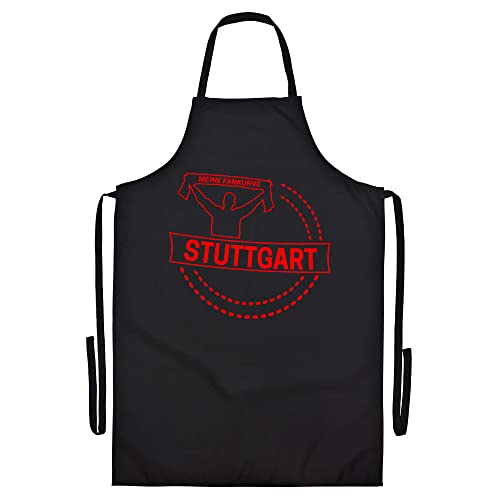 VIMAVERTRIEB® Schürze Stuttgart - Meine Fankurve - Druck: rot - Grillschürze Kochschürze Fußball Fanartikel Fanshop - schwarz von VIMAVERTRIEB