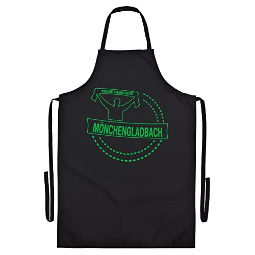 VIMAVERTRIEB® Schürze Mönchengladbach - Meine Fankurve - Druck: grün - Grillschürze Kochschürze Fußball Fanartikel Fanshop - schwarz von VIMAVERTRIEB