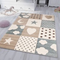 Vimoda - Flauschiger Kinder Zimmer Teppich Herzchen Wölkchen Patchwork Optik,120x170 cm von VIMODA