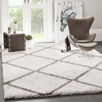 Vimoda - Hochflor Teppich Wohnzimmer Schlafzimmer Küche Shaggy Skandinavisch Rautenmuster ,150 cm Quadrat von VIMODA