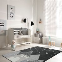 Kinderteppich Babyteppich Kinderteppich für Mädchen und Jungs mit lächelndem Bären Motiv Teppich für Kinderzimmer Farbe: Grau Anthracite & Creme von VIMODA