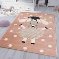 Kinderteppich kinderzimmer Flauschiger Baby Teppich Happy Schaefchen Kinder Jugendzimmer Rosa,80x150 cm von VIMODA