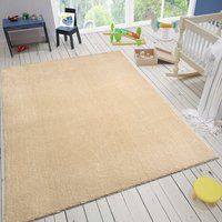 Kinderzimmer Teppich Waschbarer Rutschfester Kinderteppich Junge Mädchen Baby Weiche Einfarbige Muster,Beige, 160x220 cm von VIMODA