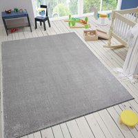 Kinderzimmer Teppich Waschbarer Rutschfester Kinderteppich Junge Mädchen Baby Weiche Einfarbige Muster,Grau, ø 120 cm Rund von VIMODA