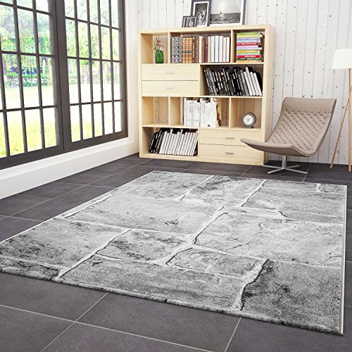 VIMODA Designer Teppich Modern Steinmauer Marmor Optik in Grau, Maße:120 x 170 cm von VIMODA