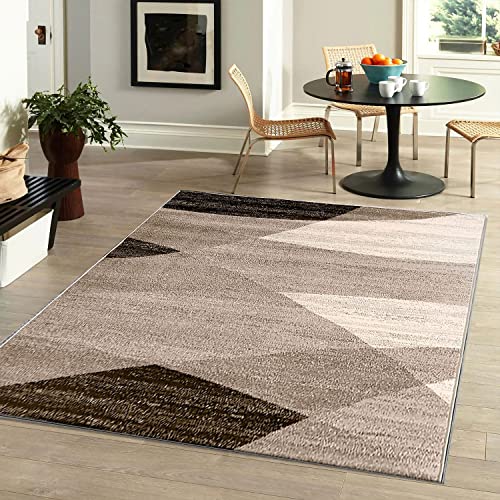 VIMODA Moderner Teppich Geometrisches Muster Meliert in Braun Beige, Maße:60x110 cm von VIMODA