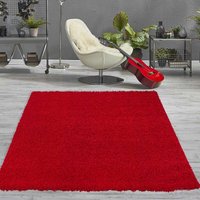 Prime Shaggy Hochflor Teppich Einfarbig Rot - PE1000 von VIMODA