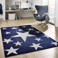 Teppich Kurzflor Sterne Himmel Modern Blau Weiß Jugendzimmer für kinderzimmer, wohnzimmer,80x150 cm von VIMODA