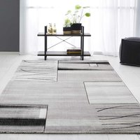 Designer Teppich Wohnzimmer Grau Kacheloptik mit Farbverlauf und Konturenschnitt,160x230 von VIMODA