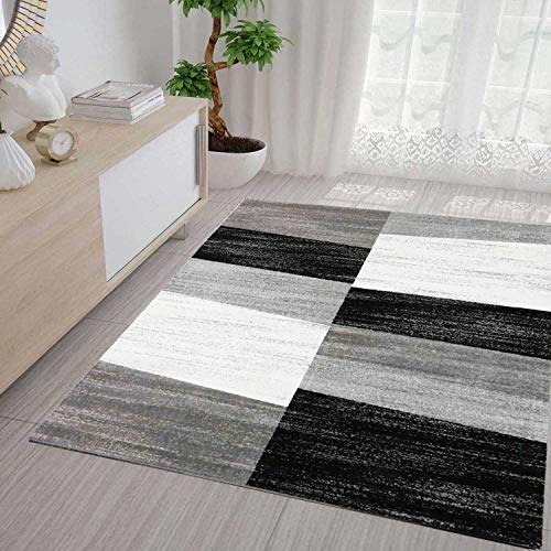 VIMODA Teppich Geometrisches Muster Meliert in Grau Weiß und Schwarz, Maße:160x220 cm von VIMODA