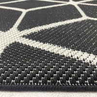 Vimoda - Teppich Rauten Muster In- und Outdoor Tauglich Robuster Flachgewebe 100% Polypropylen Schwarz,160x220 cm von VIMODA