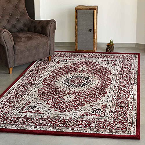VIMODA Klassisch Orient Teppich dicht gewebt in Dunkel Rot, Maße:80 x 300 cm von VIMODA