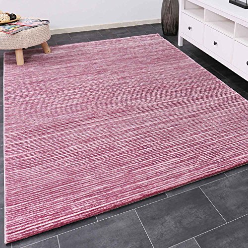 VIMODA Designer Teppich Modern Gestreift in Rosa Pink Weiss Glamourös, Maße:200 x 290 cm von VIMODA