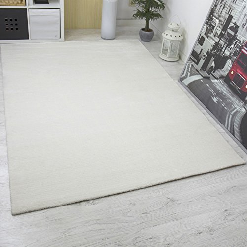 VIMODA Designer Teppich Modern Hoch Tief Strukturen und Gestreift in Creme, Maße:120 x 170 cm von VIMODA