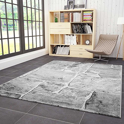 VIMODA Designer Teppich Modern Steinmauer Marmor Optik in Grau, Maße:160 x 230 cm von VIMODA