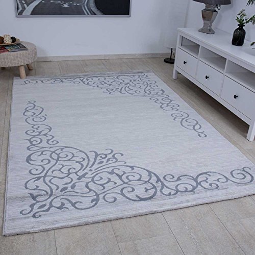 VIMODA Eleganter Teppich in Grau Silber Kunstvolle Ornamente, Maße:120x170 cm von VIMODA