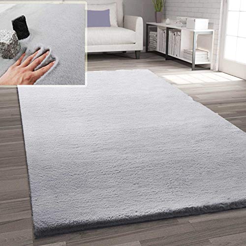VIMODA Fellteppich Kunstfell Teppich Imitat in L.Grey Dicht Flauschig Seidiger Glanz, Maße:160x230 cm von VIMODA