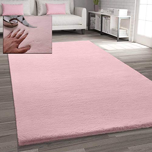 VIMODA Fellteppich Kunstfell Teppich Imitat in Rose Dicht Flauschig Seidiger Glanz, Maße:140 x 200 cm von VIMODA