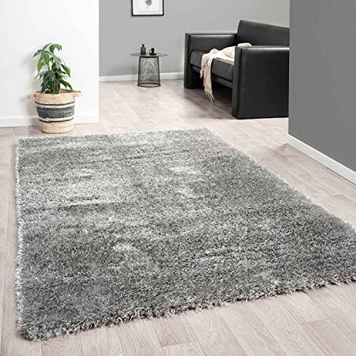 VIMODA Hochflor Teppich Wohnzimmer Shaggy Super Weich Soft Pastellfarben Einfarbig, Farbe:Anthrazit, Maße:120x170 cm von VIMODA