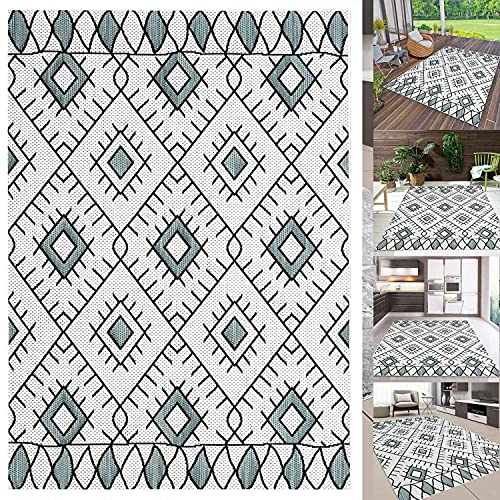 VIMODA In- und Outdoor Flachgewebe Terrassen & Balkon Küche Teppich Rauten Boho Design, Maße:80x150 cm von VIMODA