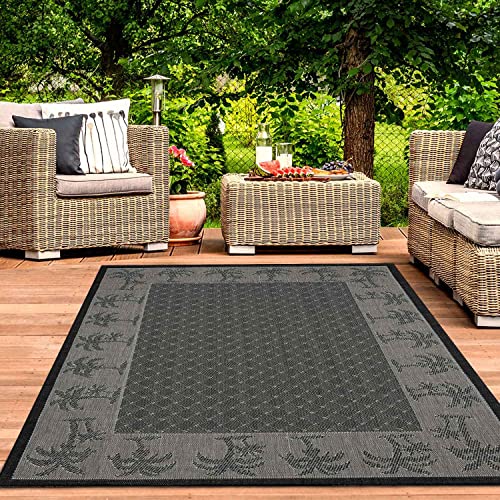 VIMODA In- und Outdoor Teppich Terrassen & Balkon Küche Teppich Mini Palmen Schwarz, Maße:140x200 cm VIMODA In- und Outdoor Teppich Terrassen & Balkon Küche Teppich Mini Palmen Schwarz, Maße:140x200 cm von VIMODA