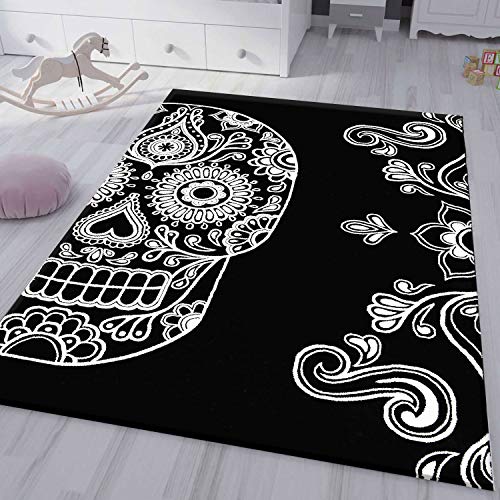 VIMODA Jugendzimmer Kinderzimmer Wohnzimmer Schlafzimmer Schwarz Skull Totenkopf Motiv, Maße:120x170 cm von VIMODA