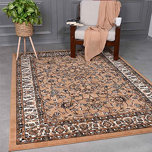 VIMODA Klassisch Orient Teppich dicht gewebt Wohnzimmer Beige Braun, Maße:280x380 cm von VIMODA