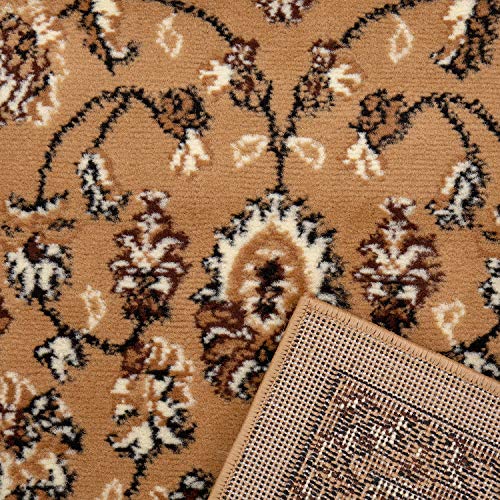 VIMODA Klassisch Orient Teppich dicht gewebt Wohnzimmer Beige Braun, Maße:60x110 cm von VIMODA