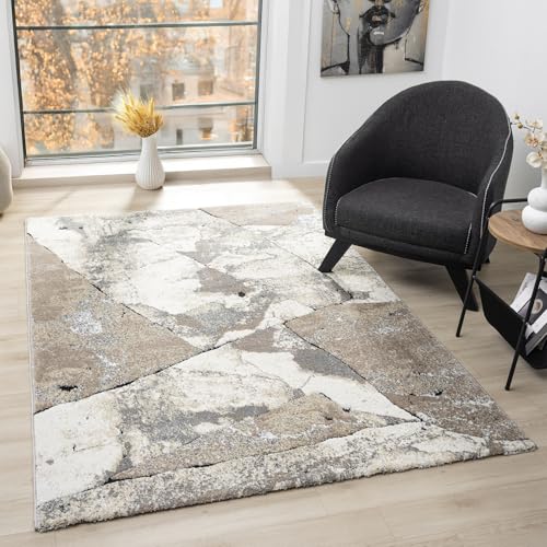 VIMODA Kurzflor Teppich Modern Wohnzimmer Schlafzimmer Weich mit Muster, Farbe:Streifen-1, Maße:200x290 cm VIMODA Kurzflor Teppich Modern Wohnzimmer Schlafzimmer Weich mit Muster, Farbe:Streifen-1, Maße:200x290 cm von VIMODA