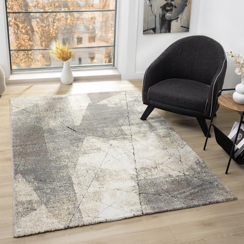 VIMODA Kurzflor Teppich Modern Wohnzimmer Schlafzimmer Weich mit Muster, Farbe:Streifen-2, Maße:120x170 cm von VIMODA