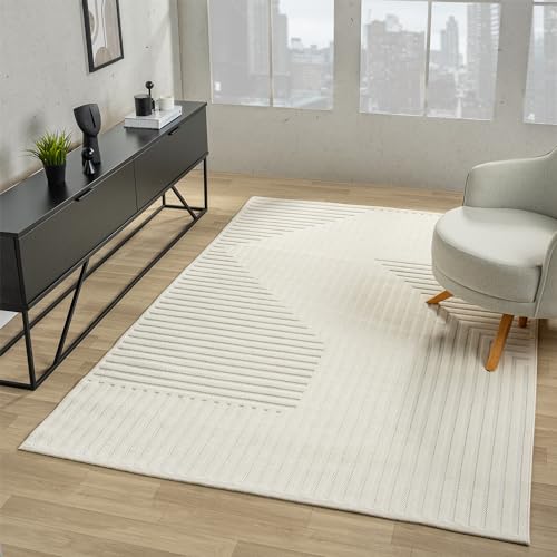 VIMODA Moderner Kurzflor Teppich Wohnzimmer Schlafzimmer Skandinavisch in Creme, Farbe:Zickzack, Maße:240 x 330 cm VIMODA Moderner Kurzflor Teppich Wohnzimmer Schlafzimmer Skandinavisch in Creme, Farbe:Zickzack, Maße:240 x 330 cm von VIMODA