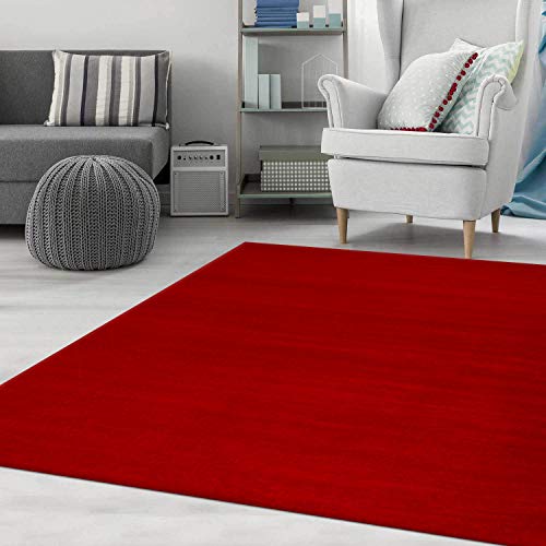 VIMODA Moderner Teppich, Uni Farbe in Rot, ÖKO TEX Zertifiziert und Pflegeleicht, Maße:120 x 170 cm von VIMODA