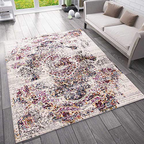 VIMODA Moderner Vintage Look Teppich Orientalisch Meliert, Farbe:Blau, Maße:120x170 cm von VIMODA