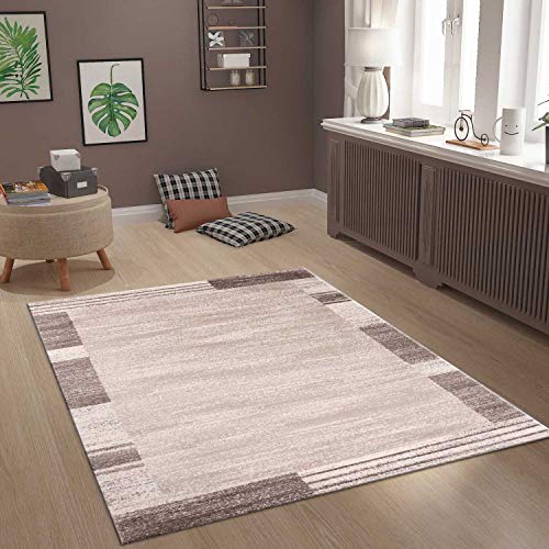 VIMODA Moderner Wohnzimmer Schlafzimmer Teppich Muster Abstrakt Braun Borduere Rand, Maße:120x170 cm von VIMODA