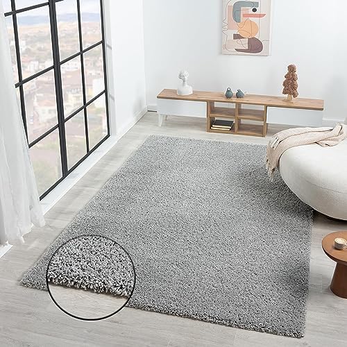 VIMODA Teppich Prime Shaggy Hochflor Einfarbig Grau Weich für Wohnzimmer, Schlafzimmer, küche, Maße:150 cm Quadrat VIMODA Teppich Prime Shaggy Hochflor Einfarbig Grau Weich für Wohnzimmer, Schlafzimmer, küche, Maße:150 cm Quadrat von VIMODA